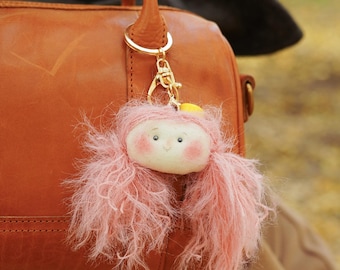Portachiavi bambola personalizzato fatto a mano / Graziosa borsa di peluche e ciondolo chiave / Zaino, borsa, decorazione per auto / Regalo per bambini e adulti, portachiavi personalizzato