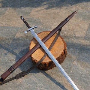 Hand-Forged Viking Sword: 48.5&quot; Carbon Steel Blade, Rosewood Handle