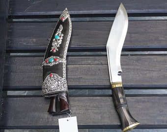 Handcrafted 14-inch Carbon Steel Kukri Knife: Nepalese Gurkha Camping Blade