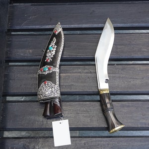 14-inch Handcrafted Traditional Nepalese Kukri Knife with Ornate Sheath, Gurkha Camping Kukri Knife, Outdoor kukri Knife, Groomsmen Gift