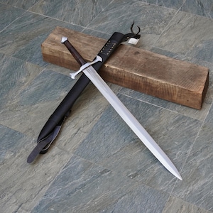 33.8" Double Edged Hand-forged Medieval Sword with Leather Sheath Personalized Viking Sword, Engraved Sword, Perfect Gift for Sword lover