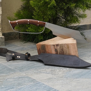 23 Inch Hand-Forged Kukri Blade Machete | High Carbon Steel Blade with Guarded Handle for Outdoor Camping USA