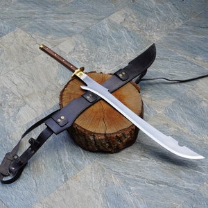 36,4&quot; hand forged carbon steel Authentic Nepalese Long Scimitar Sword with Sheath, Curved Premium Quality, Beautiful Sword, Symbol of Honor,