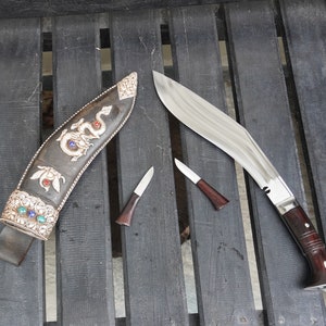18-inch Authentic Hand-Forged carbon steel Gurkha Kukri knife with Ornate Sheath, Survival Knife, Custom Kukri, Camping Knife, Gift for Him
