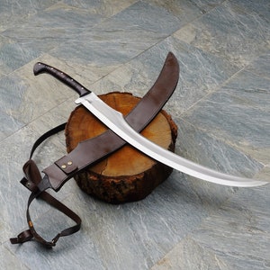 36.6: Hand-forged Historical Scimitar Sword, Hunting Sword, Ready to use Sword, Survival Camping Knife, Engraved Sword, Handmade  Gift