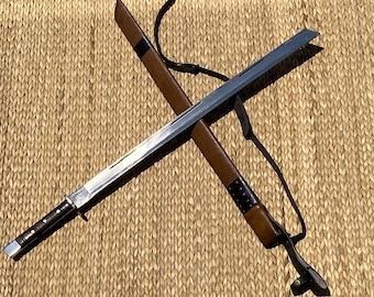 Handgemaakt samoeraizwaard van koolstofstaal: 37,4" gegraveerde katana
