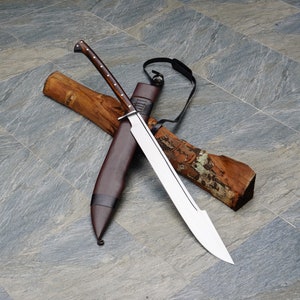 41&quot; Hand-Forged Long Handle Machete with Leather Sheath, Ready to Use Sharp Sword, Sword, Perfect Gift for Men, Unique Sword,