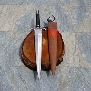 27.1&quot; Hand-Forged carbon steel Traditional Claymore Viking Sword with Leather Sheath, Historical Sword, Double edged one of a kind sword