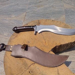 18&quot; Hand Forged carbon steel Machete with Leather Sheath, Bowie Machete, unique Machete Sword, Machete, Engraved Ceremonial beautiful design