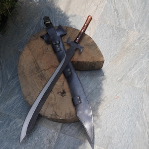 32" hand forged Personalized Handmade Double Edged with Leather Sheath, Historical Sword, Sharp Engraved Blade, Anniversary Gift Unique