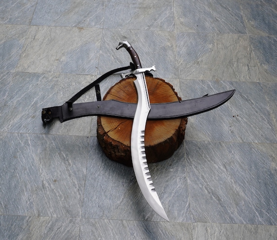 Handmade Egyptian Khopesh Sword, Carbon Steel Blade, Leather Scabbard