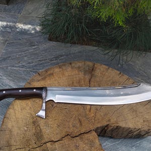 23&quot; Hand Forged carbon steel Machete with Leather Sheath, Bowie Machete, Beautiful one of a kind Sword, unique Engraved knife, Ceremonial