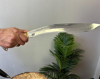 Handmade 19" Gurkha Kukri Knife: Carbon Steel Blade, Leather Sheath
