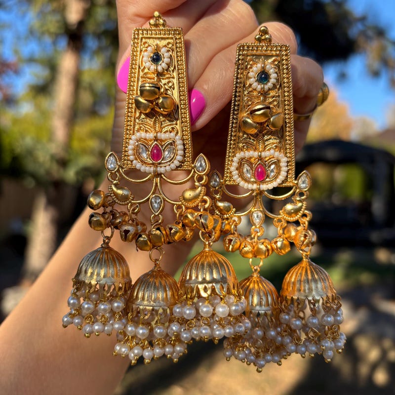 Trendy Gold Plated Kashmiri Earrings
