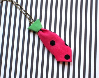 Unisex Mini Tie Watermelon Polka Dot Necklace