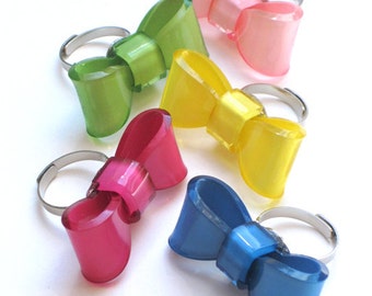 LIMITED Large Chunky Pastel Resin Bow Adjustable Ring