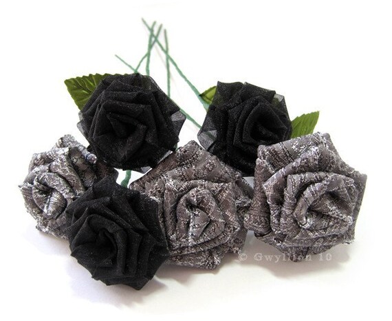 Elegant Silver And Black Rose Bouquet Etsy