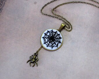 Intricate Hand Embroidered Spider Web Necklace