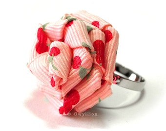 Sweet Cherry Pink Rose Ring