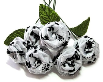 Classic Black and White Damask Velvet Rose Bouquet