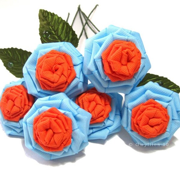 Blue and Orange Sunflower Rose Bouquet