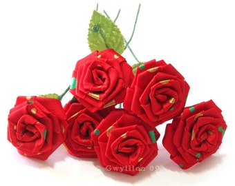 Multi Polkie Dot Red Rose Bouquet