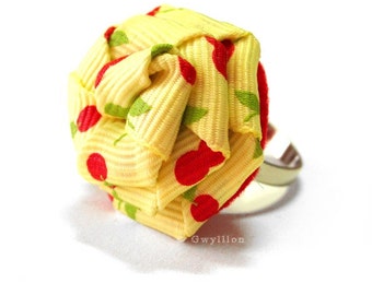 Sweet Cherry Yellow Rose Ring