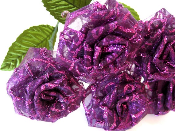 Deep Fuchsia Glitter Rose Bouquet 