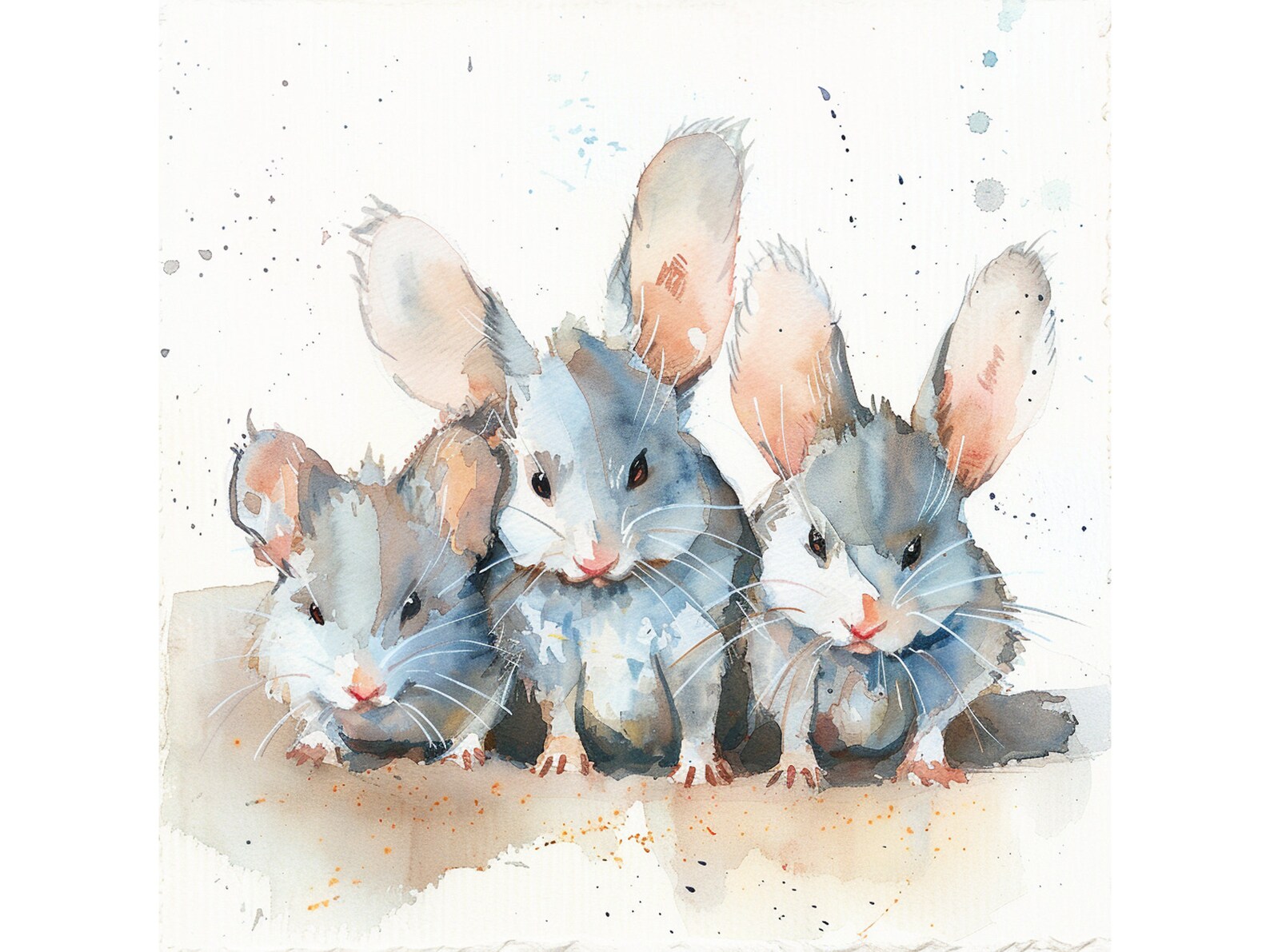 Mouse With Flower Clipart, Printable Watercolor Clipart, High Quality ...
