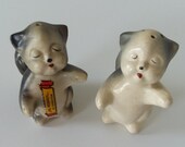 Vintage Cat Souvenir Ceramic Salt and Pepper Shakers Yellowstone Park