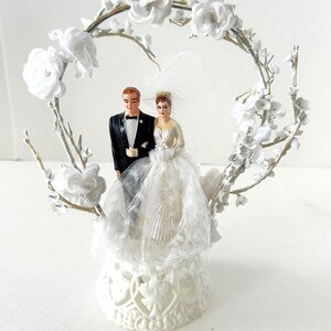 Vintage Wedding Cake Topper Bride and Groom image 1