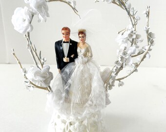 Vintage Wedding Cake Topper Bride and Groom