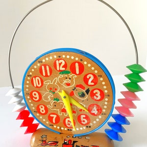 Vintage Wooden Childs Clock and Bead Counter Toy