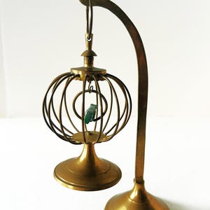 Vintage Small Brass Birdcage and Stand