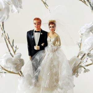 Vintage Wedding Cake Topper Bride and Groom image 3