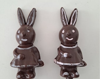 Vintage Blow Mold Easter Bunnies Rabbits Set of 2