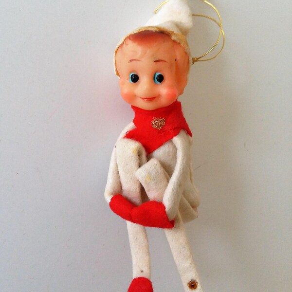 Vintage Knee Hugger White Christmas Elf