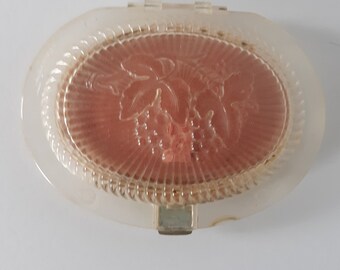 Vintage Ton-Ton klare Lucite Puderdose mit Trauben