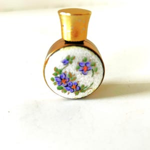 Vintage Enamel and Brass Miniature Perfume Bottle