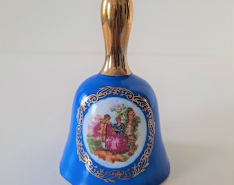 Vintage Cobalt Blue and Gold Hand Bell