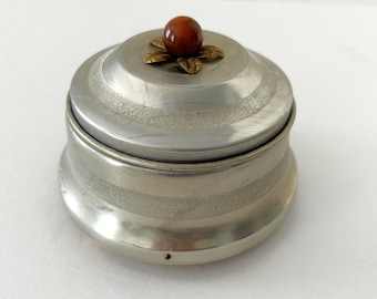 Vintage Metal Musical Powder Puff Container