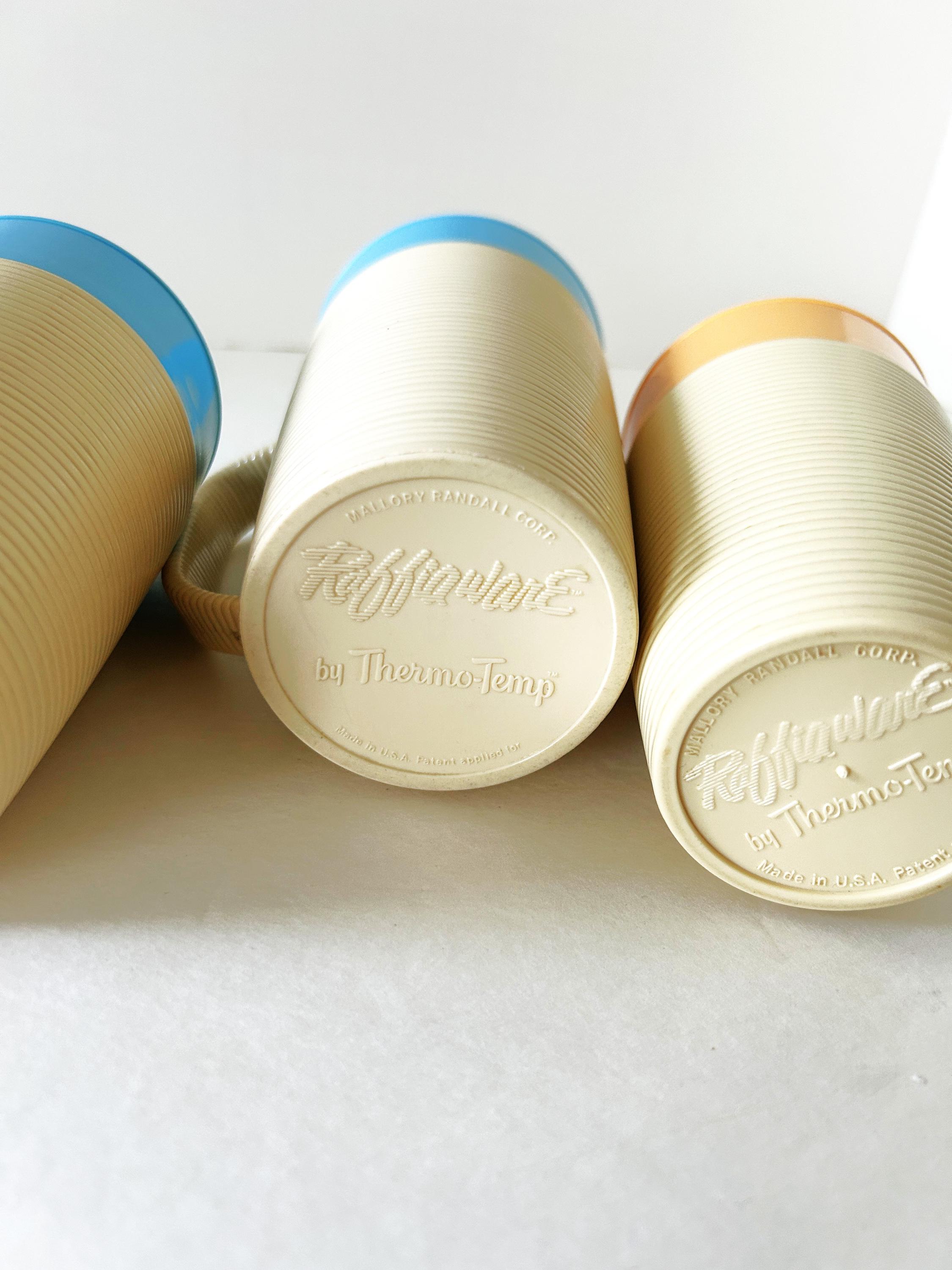 Vintage Mid Century Raffiaware Thermo Temp Ribbed Cups and Mug Set