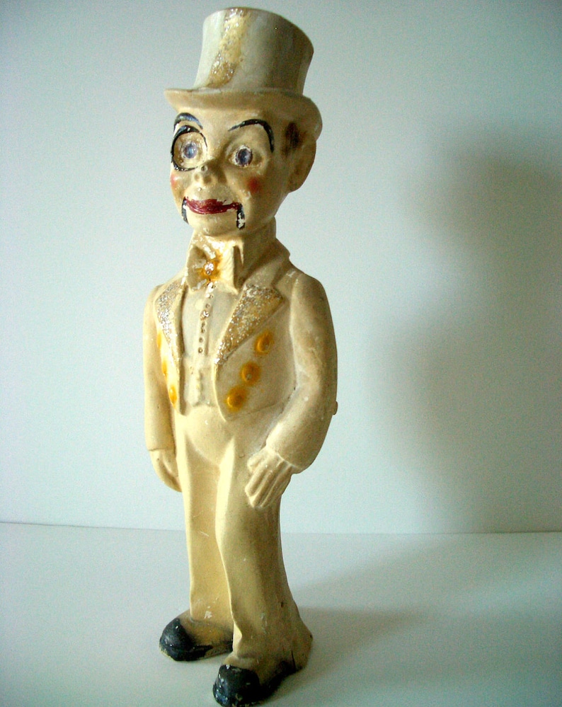 Vintage Carnival Chalkware Charlie McCarthy Large Figurine Etsy