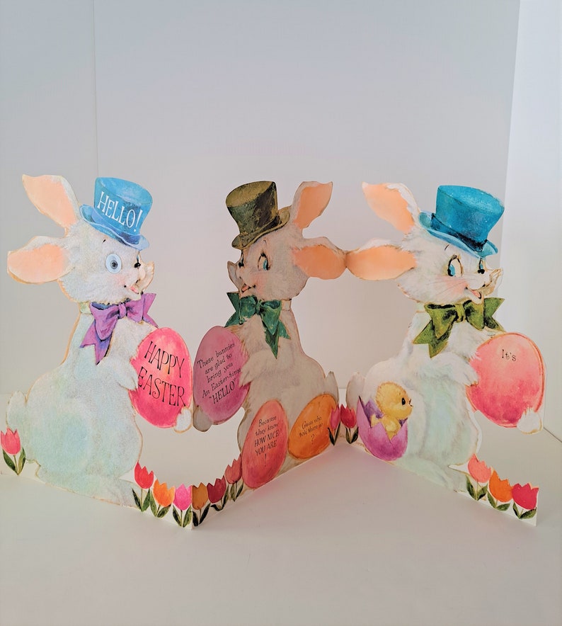 Vintage Large Hallmark Easter Bunny Greeting Card Flocked - Etsy