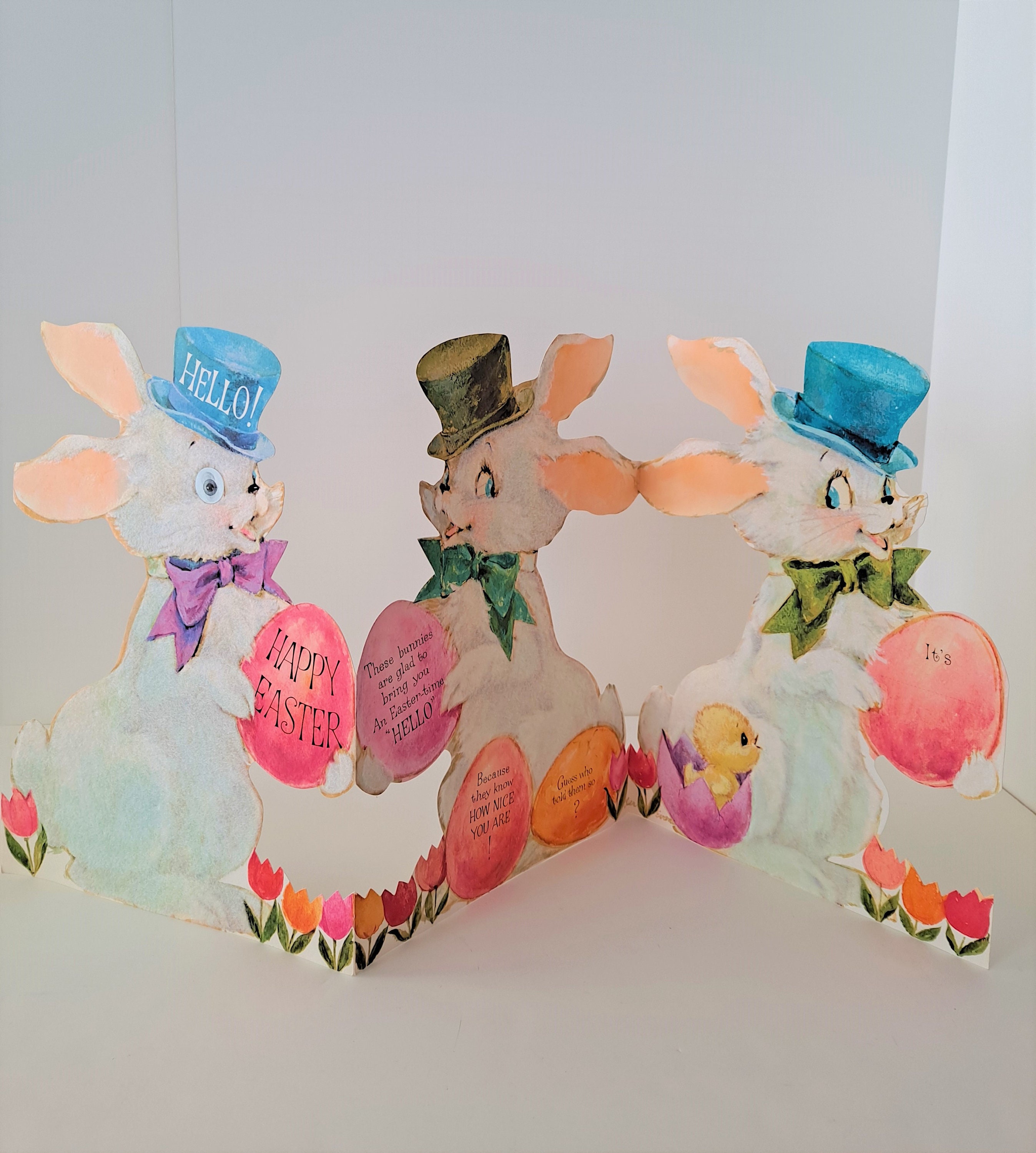 Vintage Large Hallmark Easter Bunny Greeting Card Flocked - Etsy