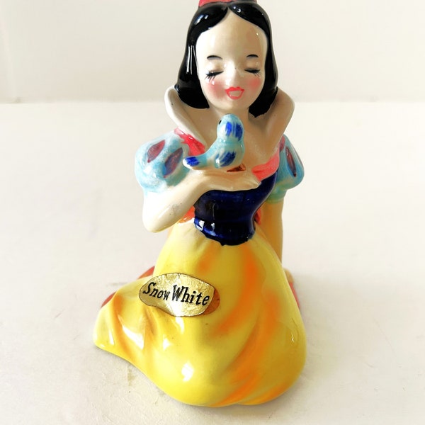 Vintage Snow White Walt Disney Enesco Porcelain Figurine Blue Bird