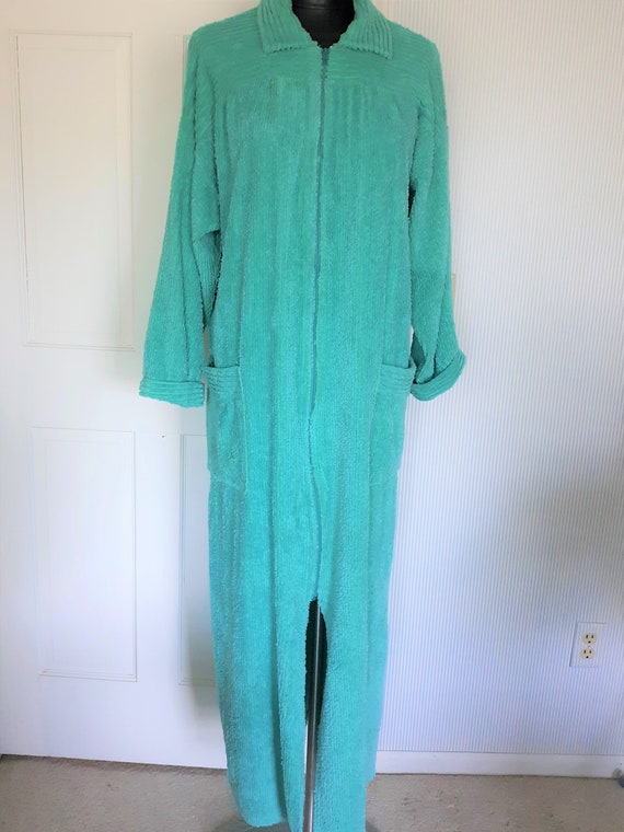 Vintage Turquoise Chenille Robe