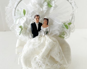 Vintage Wedding Cake Topper Bride and Groom