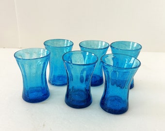 ヴィンテージ ブルー バブル ハンド ブロー グラス 4 個セット - Etsy 日本