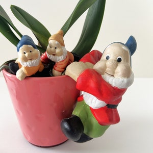 Vintage Keramik Krukformad Trädgård Nomes Set med 7